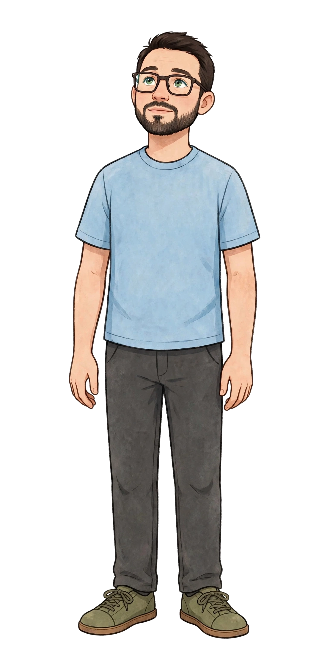 Illustration of Chris, thoughtful